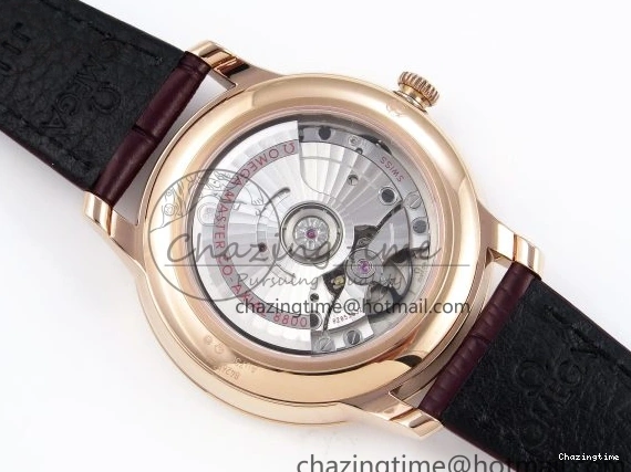 0219 Modern De Ville Date RG MKF 1:1 Best Edition White Textured Dial Roman Marker on Brown Leather Strap A 7752